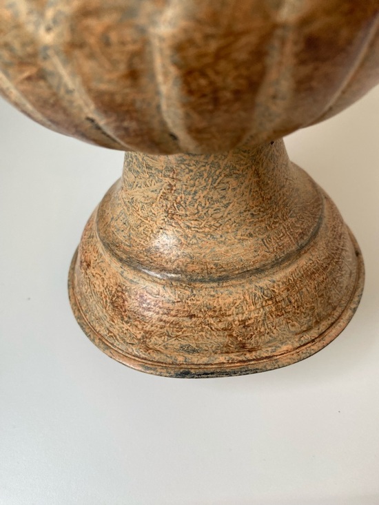 Footed Metal Embossed Urn Pot Vase Châteaucore Cottagecore Parisian Rustic - Picture 12 of 13